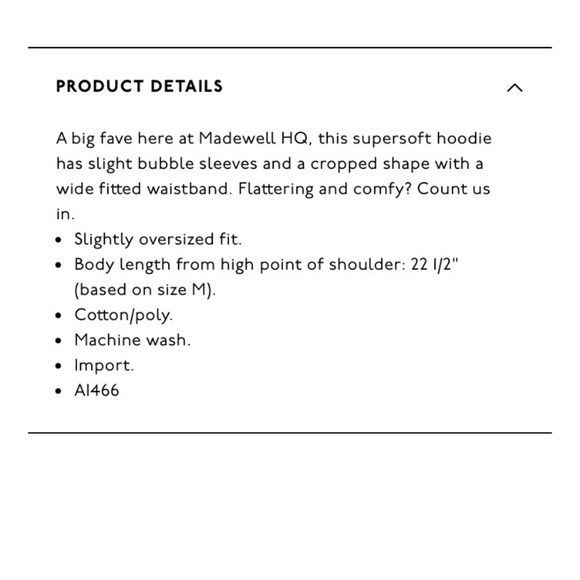 Madewell Bubble-Sleeve Hoodie Crop Sweatshirt - Picture 8 of 12